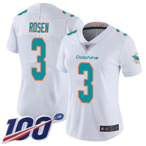 Nike Miami Dolphins 3 Josh Rosen White Women Stitched NFL 100th Season Vapor Limited Jersey